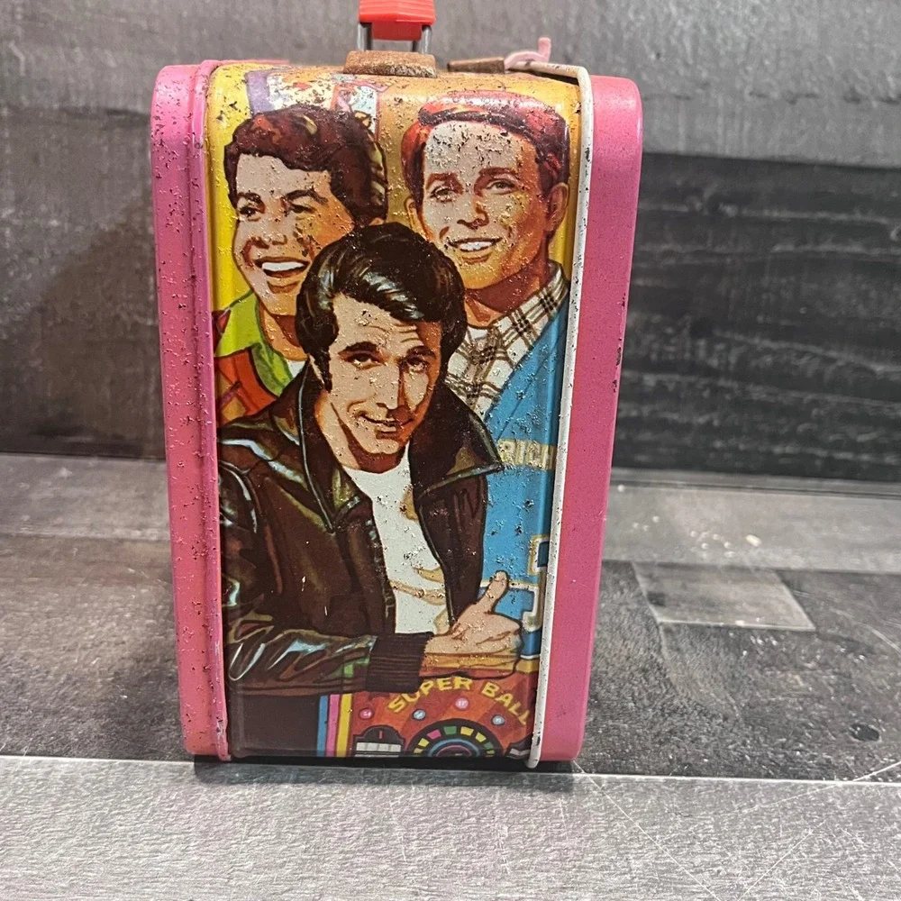 Vintage 1976 Happy Days Metal Lunch Box Thermos Brand The Fonz Richie TV Show